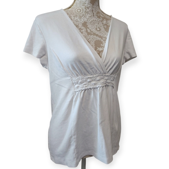 Jones New York White Flutter Sleeve Blouse Size Large - Picture 1 of 6
